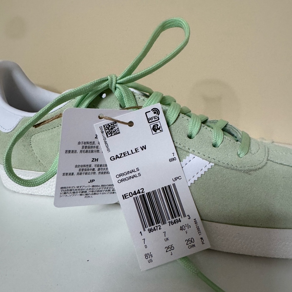 NEW adidas Gazelle Green and White Sneakers - Picture 2 of 6